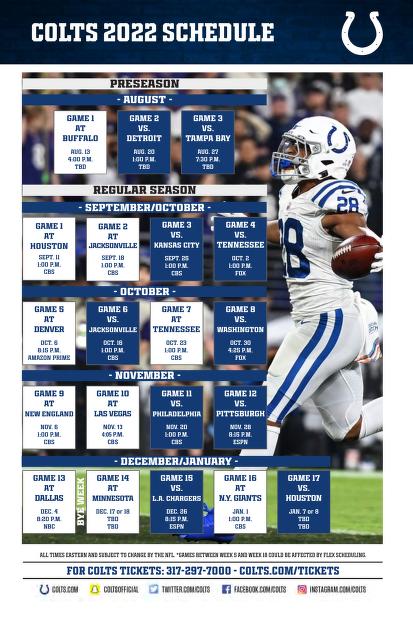 indy colts schedule 2022